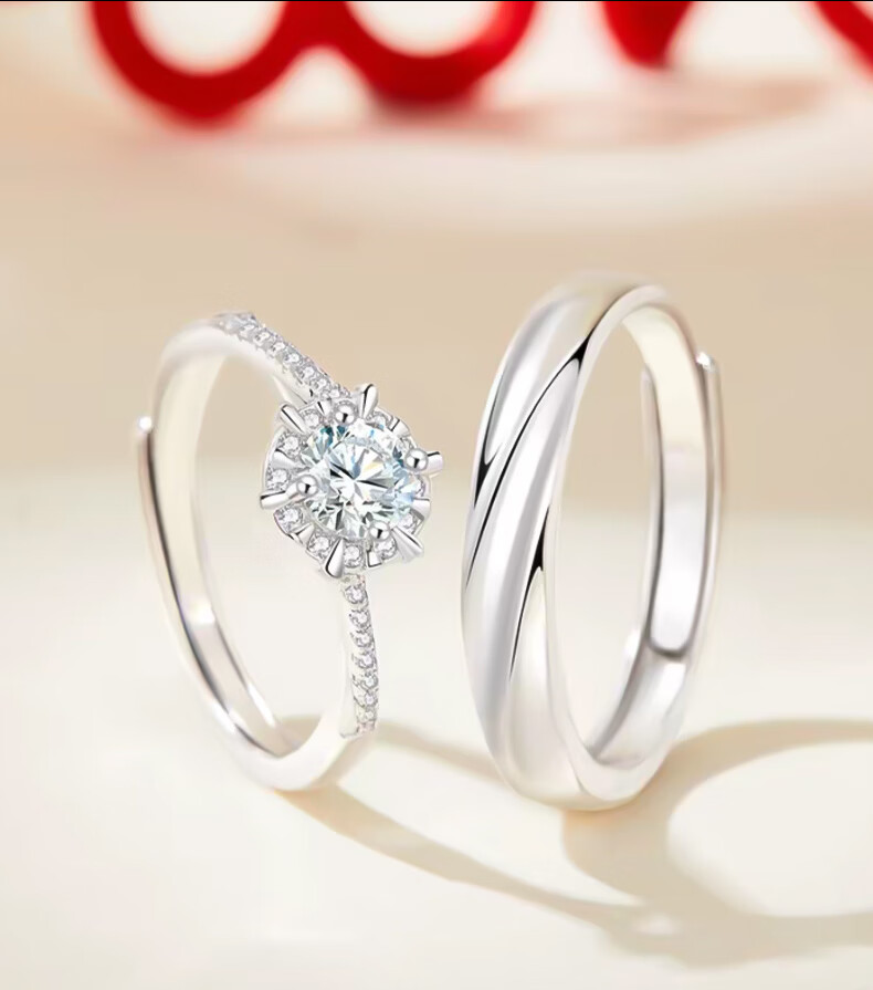 Kefuni [Includes GRA Certificate] 1 Carat Moissanite Couple Rings Engagement Birthday Qixi Festival Gift for Girlfriend 13