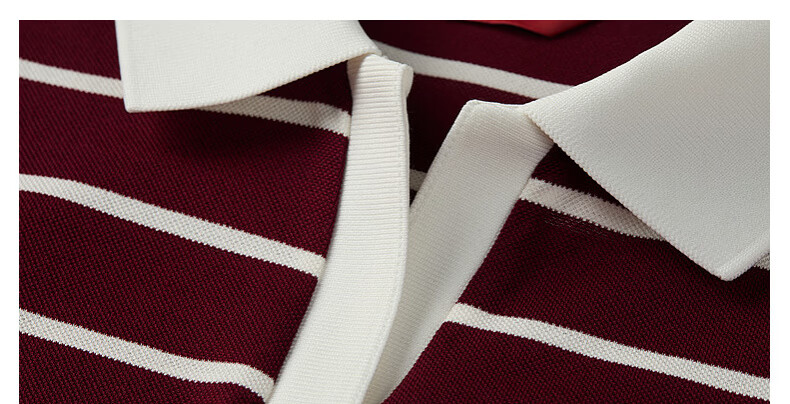 Biyinlefen [Cotton Elastic Bead Fabric] 2026 Spring Summer New Women's Casual Commuter Striped Seagull Collar Short Sleeve Polo Shirt 9