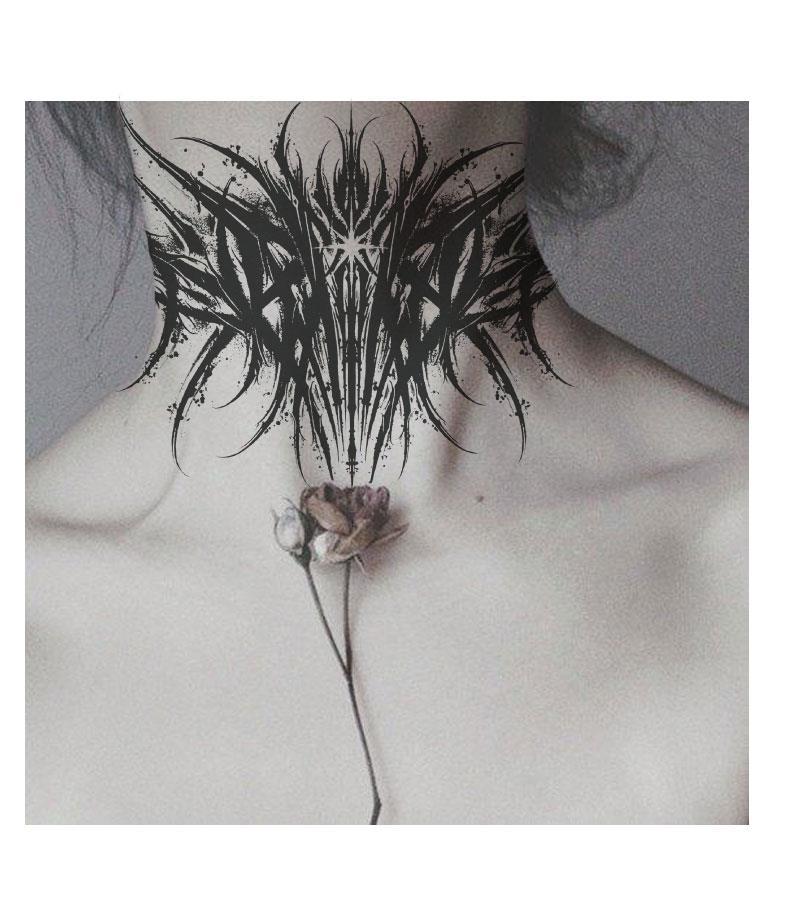 逼真刺青暗夜荆棘纹身贴脖子黑暗哥特防水暗黑 ee-21【普通纹身贴六张