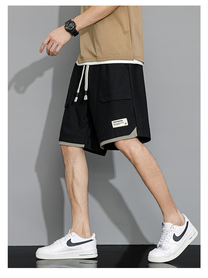 FARUISHI Men's Summer Loose Ice Cooling Breathable Quick-Dry Sports Shorts Five-Point Pants Casual Black 2XL 21