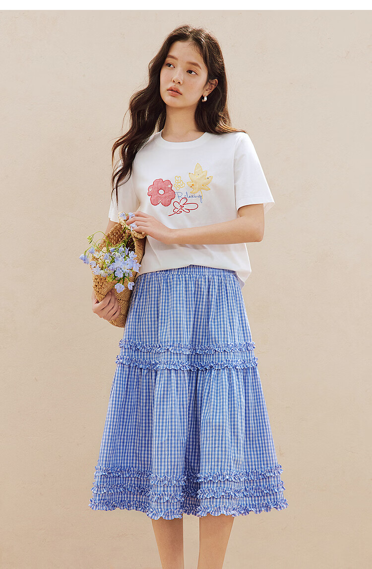 INMAN Fresh Cool Letter Print Short Sleeve T-Shirt 2026 Summer New Loose Drop Shoulder Half Sleeve Top for Women 39