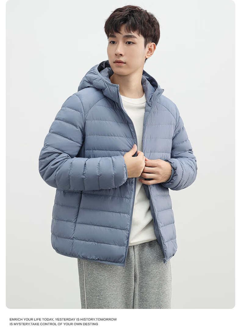 YAYA Men's Women's Unisex Lightweight Short Hooded Solid Color Down Jacket Autumn Winter Warm Outdoor 18
