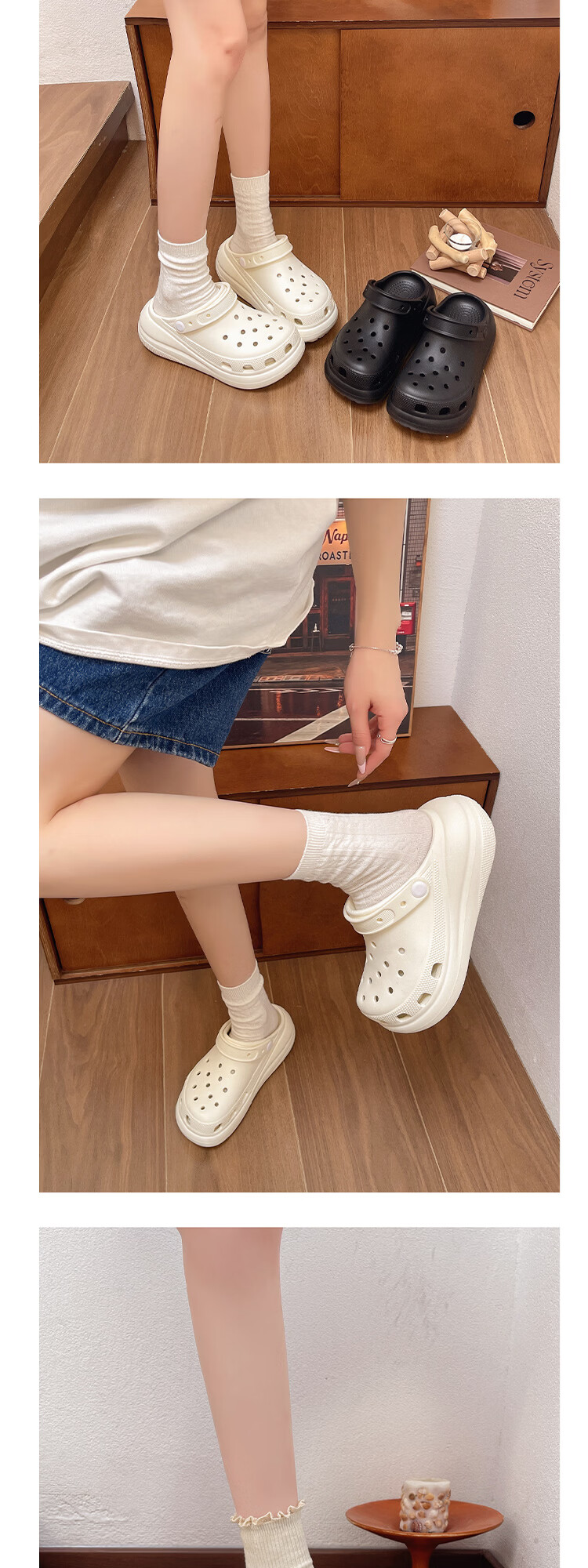 AILAIJIA 6cm Height Increasing Thick Sole Clog Sandals for Women White Size 39 9