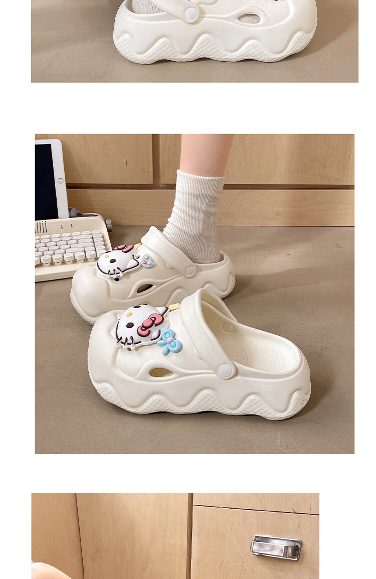 AILAIJIA Hello Kitty Thick Sole Height Increasing Cute Girls Holey Shoes White 40-41 12