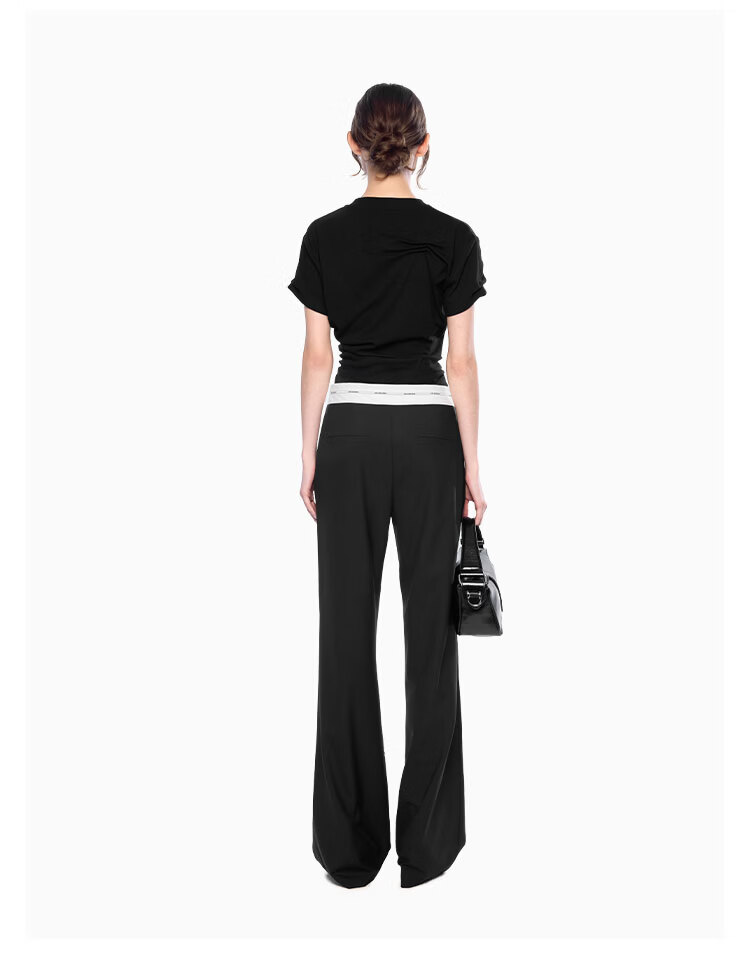 ANN ANDELMAN Official Black Casual Flared Straight-Leg Trousers High-Quality Draped Black XS 5