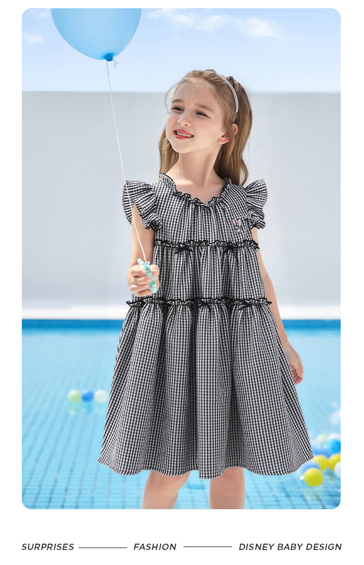 Disney Girls' Striped Summer Dress with Cap Sleeves, Blue and White Thin Stripes, Size 150 13