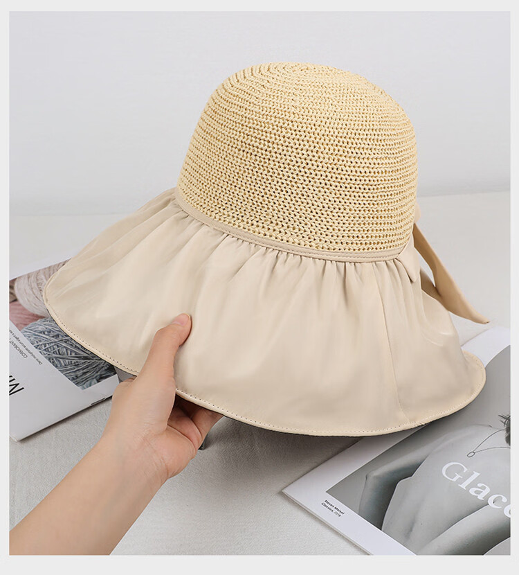 YUYULA Black Vinyl Sunscreen Hat Women Summer Outdoor UV Protection Sun Hat Fashionable Breathable Bucket Hat Beach Hat 10