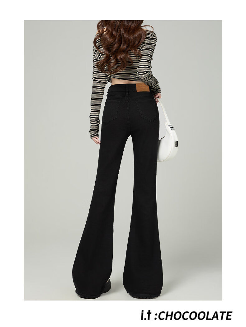 :CHOCOOLATE IT Split Flared Jeans for Women Spring Summer New Small Size Plus Size Flared Pants Light Blue XL 11