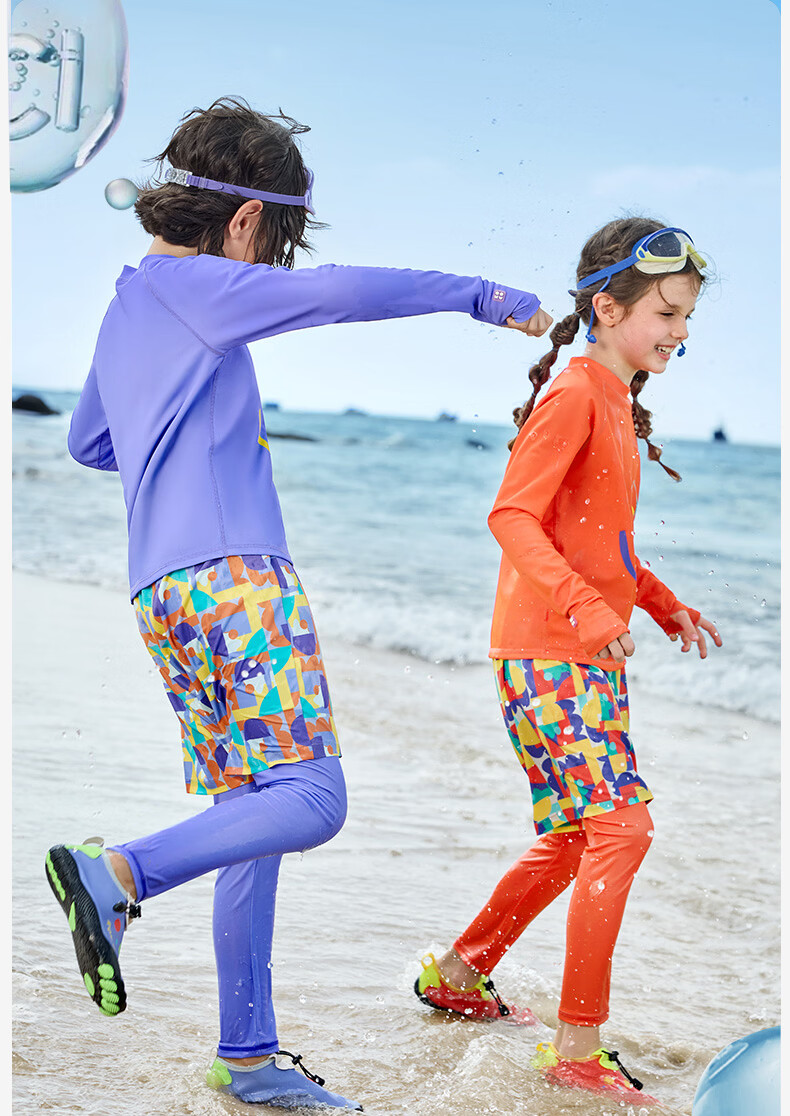 Kocotree KK Tree Kids Swimwear High-Visibility Highlight Swimming Set Boys Girls Long Sleeve Long Pants Sun Protection Three-Piece Set 32