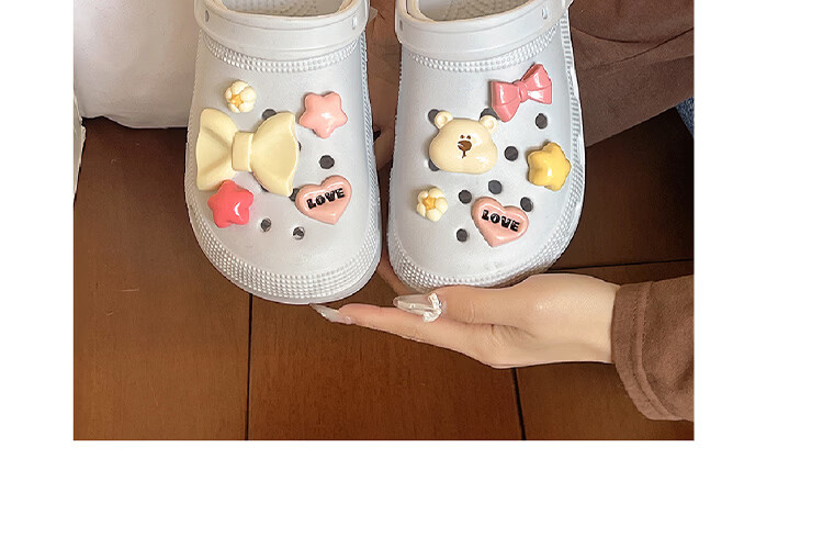 AILAIJIA Starlight Bear Height Increasing Clog Sandals for Women Beach Shoes White Size 40-41 6