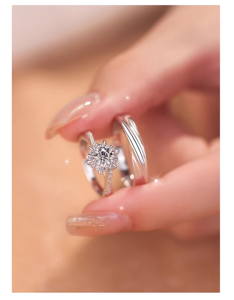Kefuni [Includes GRA Certificate] 1 Carat Moissanite Couple Rings Engagement Birthday Qixi Festival Gift for Girlfriend 21