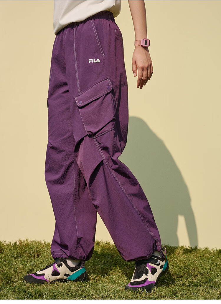 FILA Official Women's Woven Long Pants 2026 Summer New Loose Fit Sun Protection Cooling Cargo Pants 11