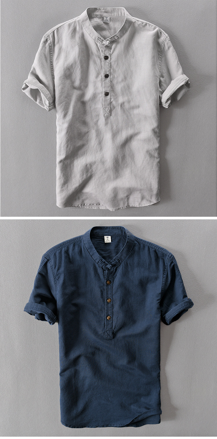 欧煦棉麻短袖套装男春夏季新品中国风复古男装亚麻薄款短袖t恤上衣