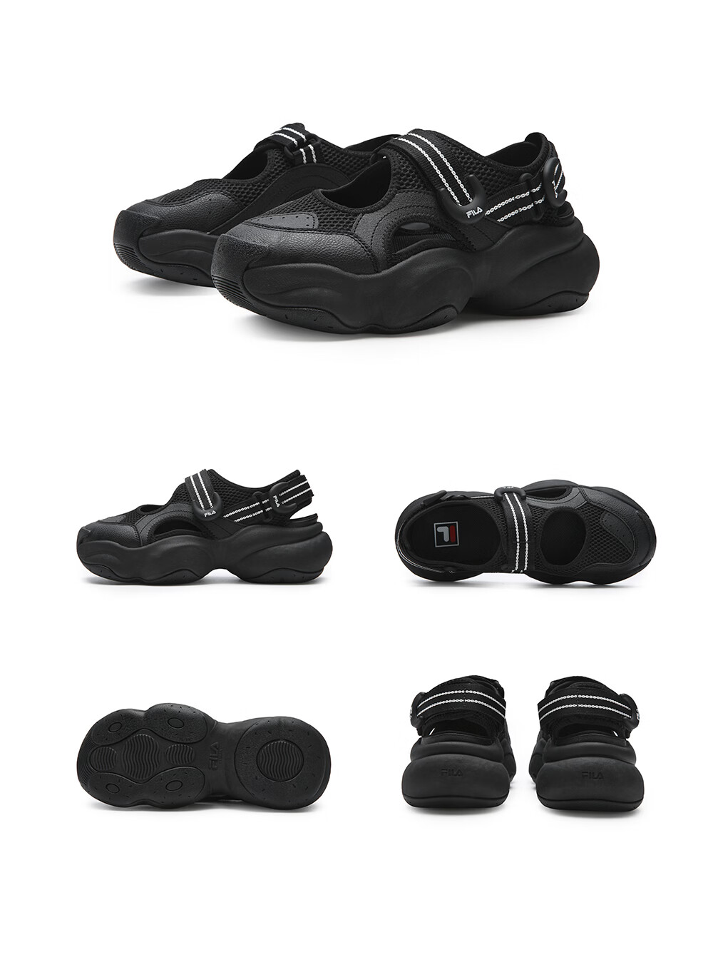 FILA Bagel Sandals Women's Sports Sandals 2026 Summer New Breathable Thick-Soled Beach Sports Shoes 37