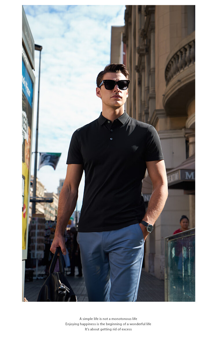 Mr.Bu Summer Cool Silk Cotton Short Sleeve Men's Polo Shirt 5