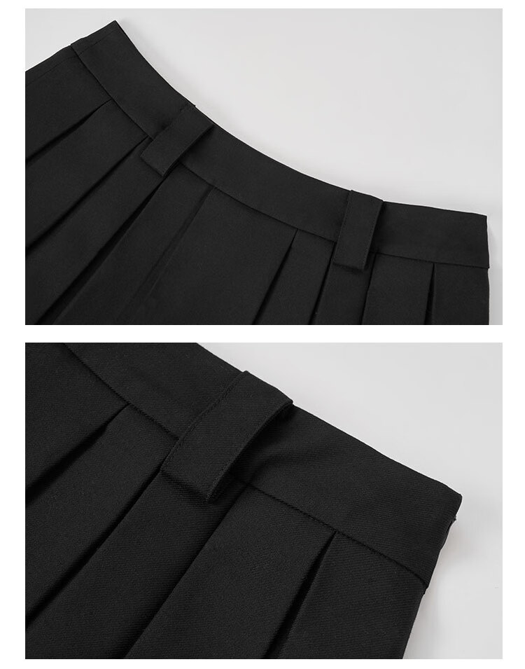 ANN ANDELMAN Lace Splice Blazer Fabric Double-Layer Pleated Skirt Black Elegant Versatile Midi Skirt Black M 14