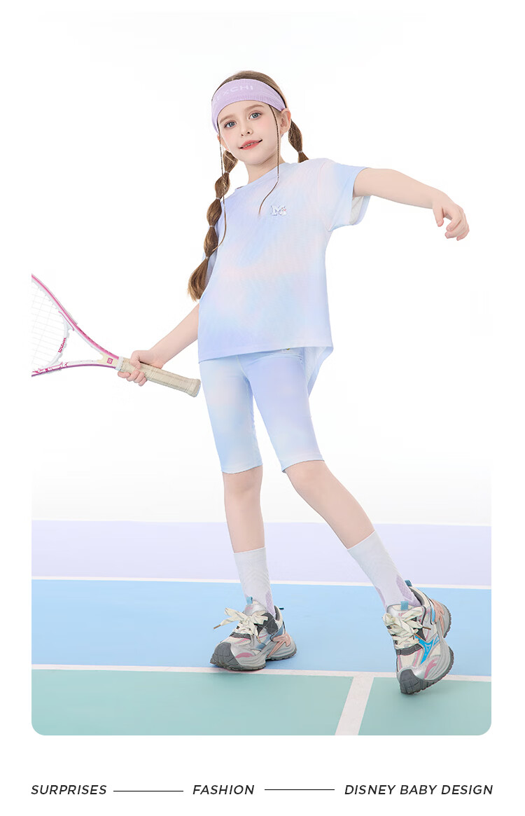 Disney Kids Summer Girls Gradient Short Sleeve T-Shirt Casual Sports Short Sleeve Purple Dream 110 8