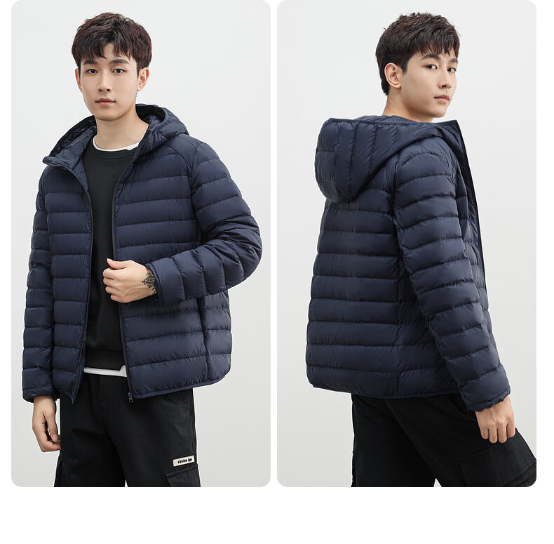 YAYA Men's Women's Unisex Lightweight Short Hooded Solid Color Down Jacket Autumn Winter Warm Outdoor 25