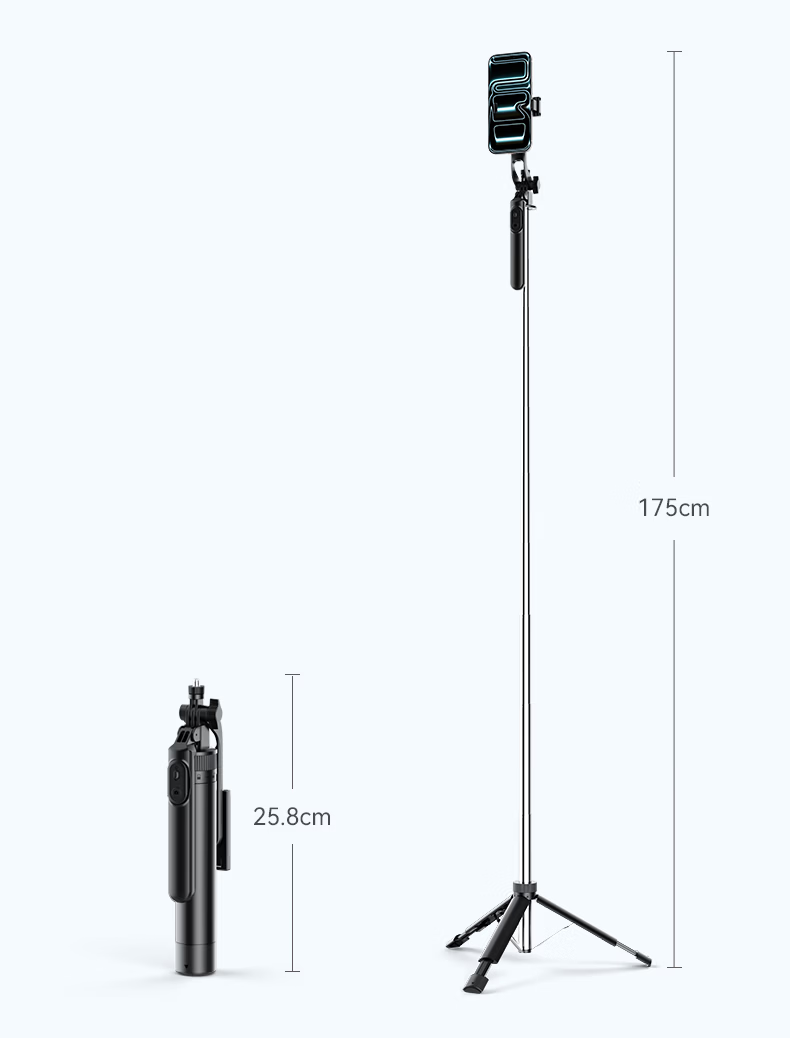 Zhiguozhe Dual-Light Selfie Stick Travel Compact Portable Phone Holder 360-Degree Rotating Anti-Shake Automatic Tripod Follow Shooting Photography Tool Concert 42