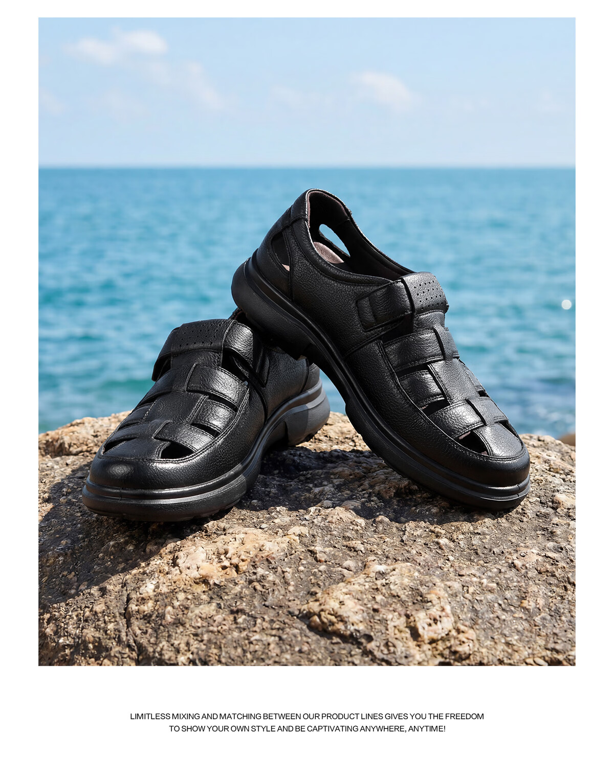 Yierkang Men's Shoes, Father's Day Gift, Sheepskin Comfortable Closed-Toe Perforated Shoes, Hollow Breathable Dad Leather Shoes, Black, Size 39 3