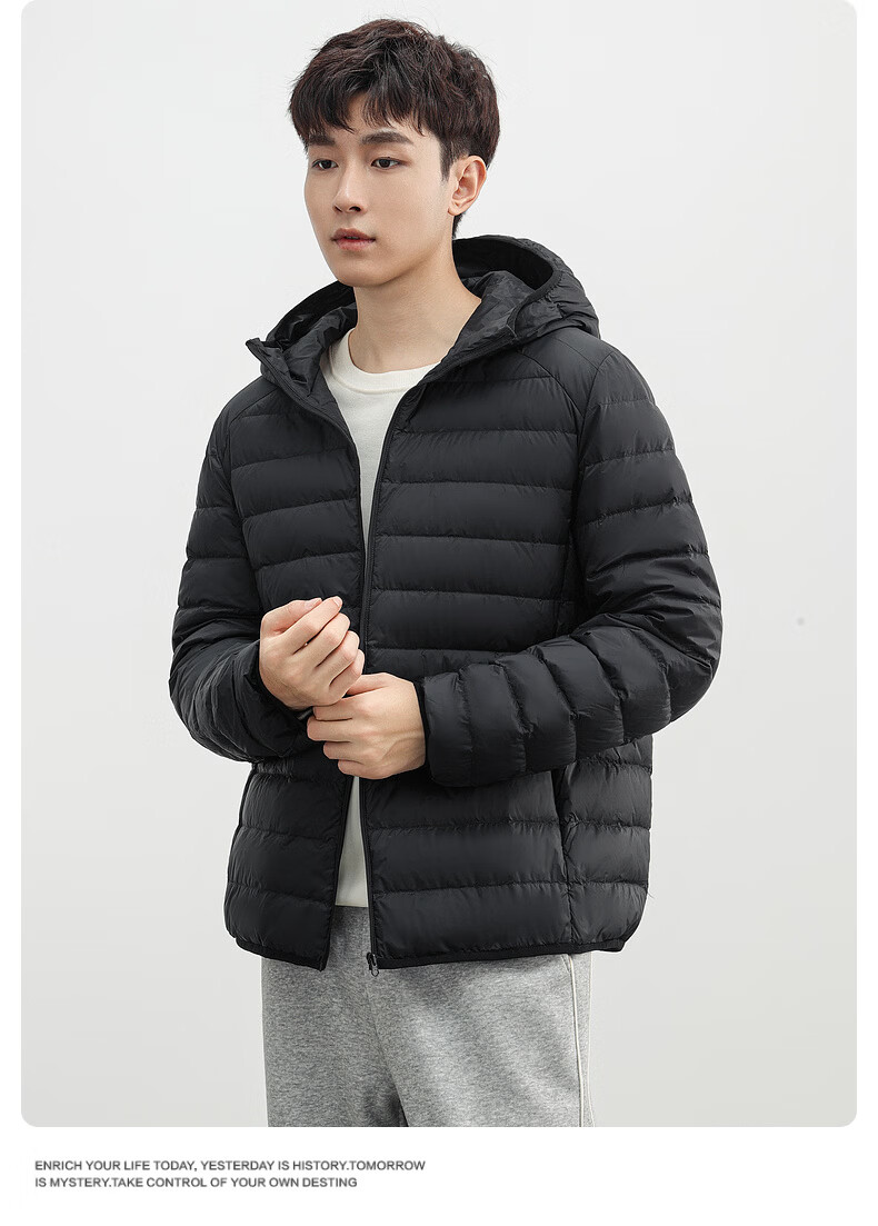 YAYA Men's Women's Unisex Lightweight Short Hooded Solid Color Down Jacket Autumn Winter Warm Outdoor 30