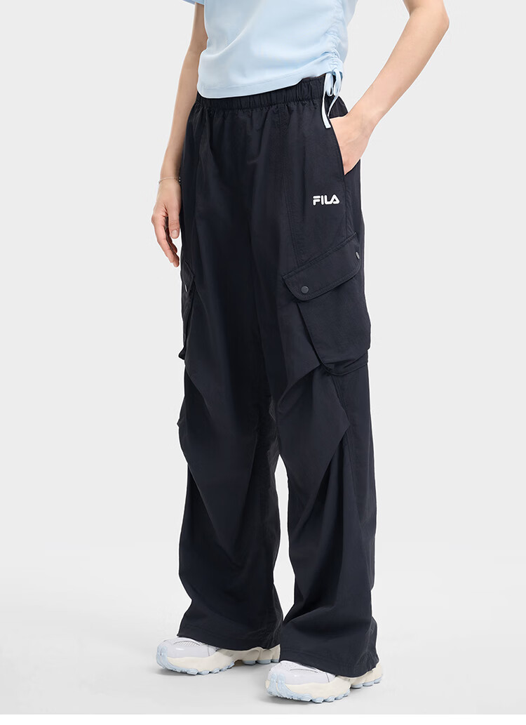 FILA Official Women's Woven Long Pants 2026 Summer New Loose Fit Sun Protection Cooling Cargo Pants 17
