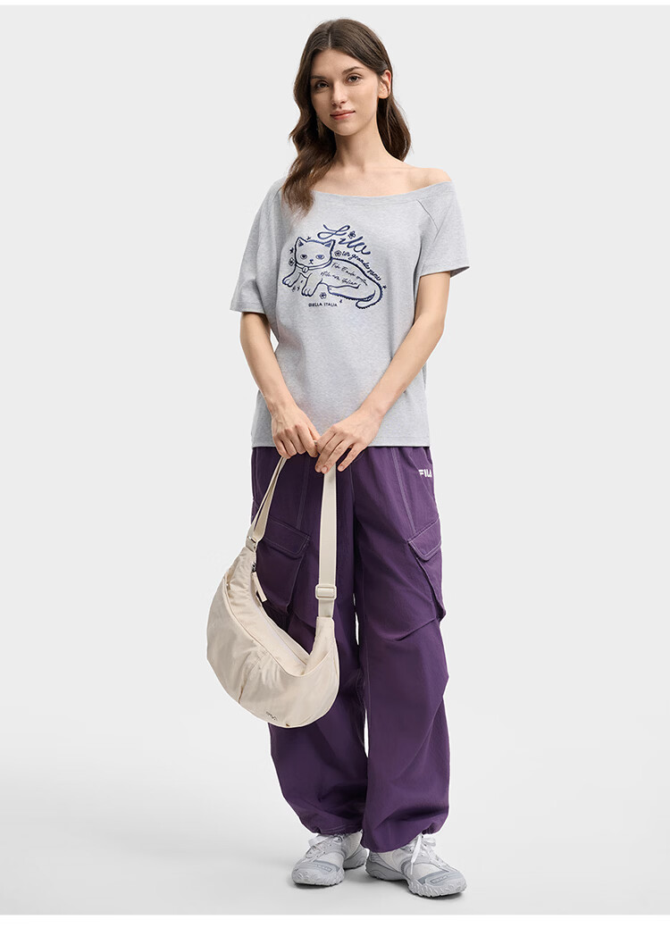 FILA Official Women's Woven Long Pants 2026 Summer New Loose Fit Sun Protection Cooling Cargo Pants 25