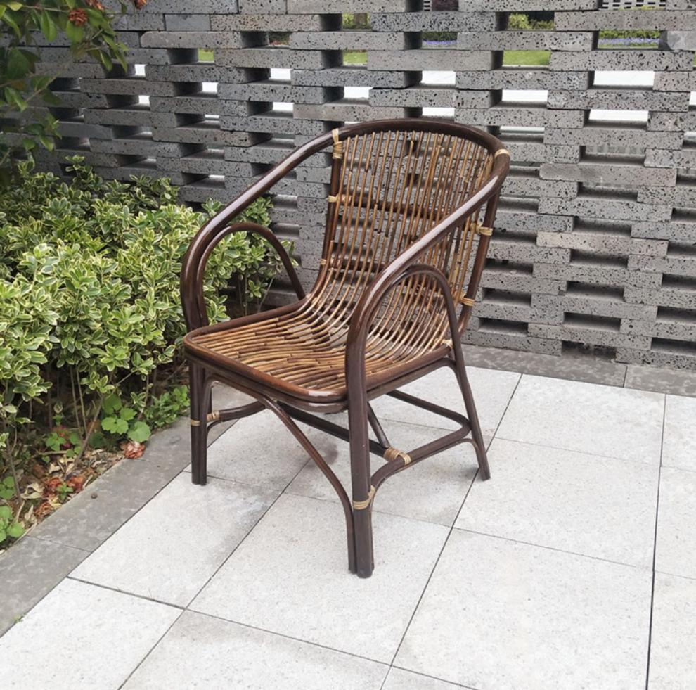 真藤椅三件套 藤椅家用老人扶手休闲靠背手工客厅庭院户外藤椅三件套