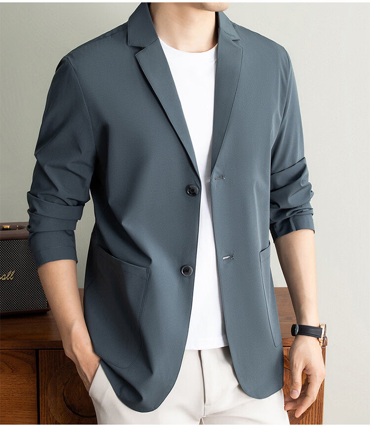 ROMON Premium Summer Lightweight Sun Protection Blazer Men Ice Silk Spring Summer Casual Slim Fit Single Jacket Ultra Thin 17