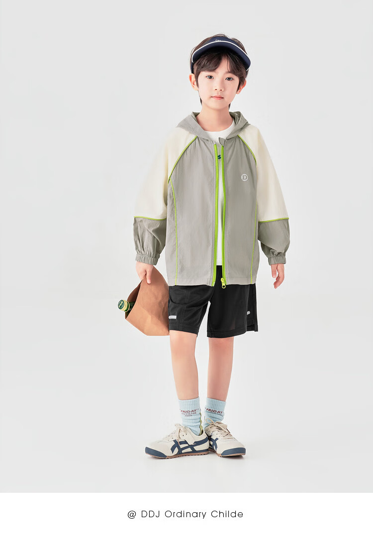 Duoduo Boys 2026 Summer Lightweight Hooded Sun Protection Jacket Outdoor Portable Breathable UPF50+ Colorblock Kids Sports Coat 21