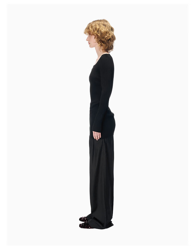 ANN ANDELMAN Official Direct Wide-Leg Casual Draped Straight High-Waist Trousers Gray M 10