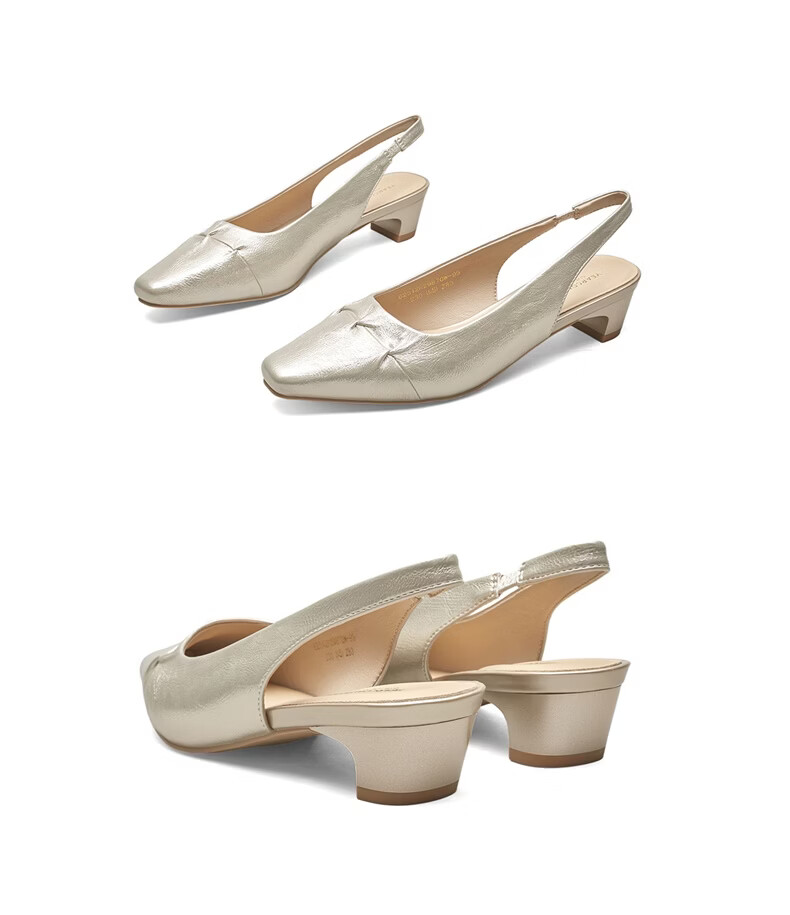 Eierkang Women's Shallow Pointed Toe Low Heel Commuting Professional Single Shoes Open Back Sandals 29870W Off-White Size 37 14