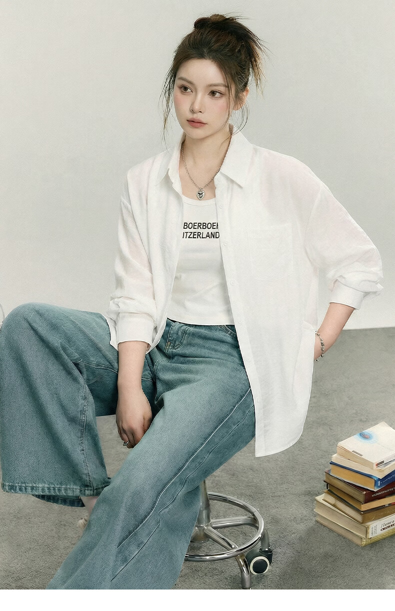 La Chapelle Fashion Trendy Sheer Long Sleeve Shirt Women 2026 Summer New Loose Comfortable Lightweight Breathable Versatile Blouse 14