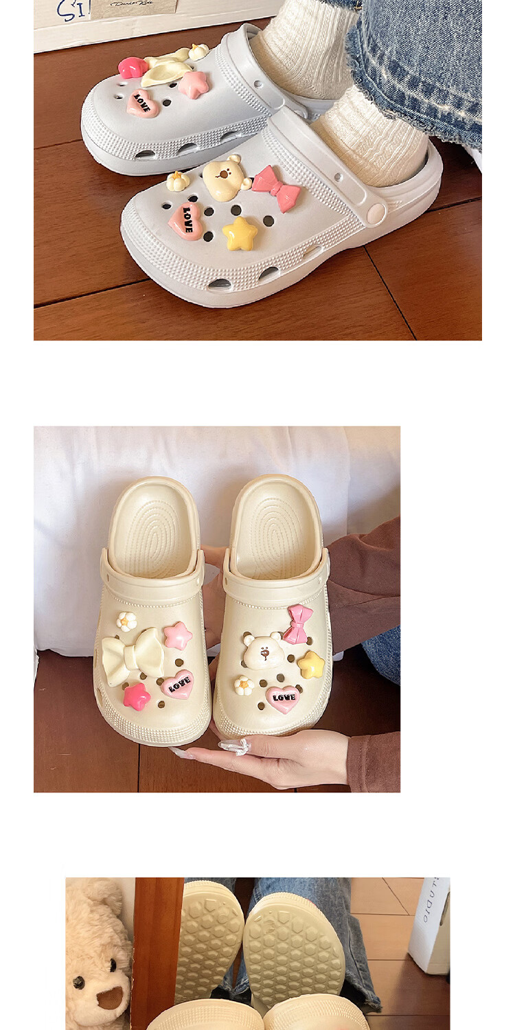 AILAIJIA Starlight Bear Height Increasing Clog Sandals for Women Beach Shoes White Size 40-41 8