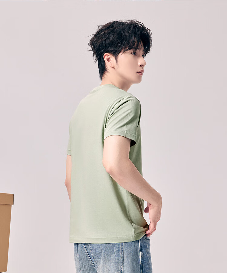 Hongdou 10A Antibacterial Mite-Resistant Sweat-Absorbing Sun-Protective Men's Short Sleeve Breathable Crew Neck Embroidered T-Shirt 15