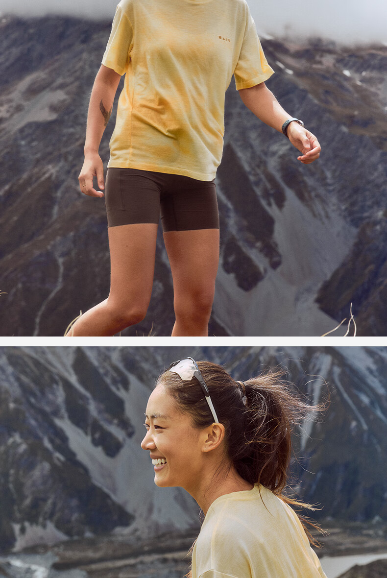 BEIN SPACE Summer New Washable Merino Wool Gradient Sports Hiking Short Sleeve T-Shirt Women J027 Sunset Orange XS 22