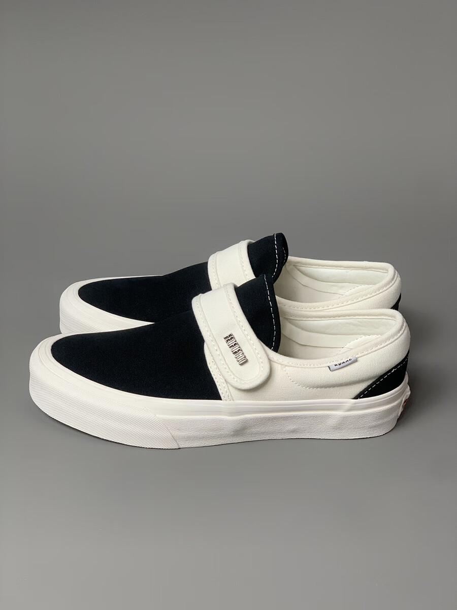 fog板鞋fog潮牌魔术贴粘扣帆布鞋黑白拼色板鞋低帮简约高级感小众日系