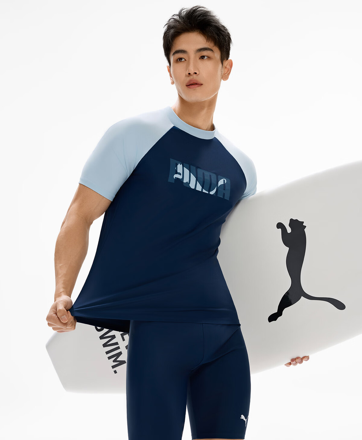 PUMA Men's Two-Piece Swimwear Set Quick-Dry Swim Trunks with Anti-Embarrassment Design, Original Yarn, UV Protection, Hot Spring Swimwear 14