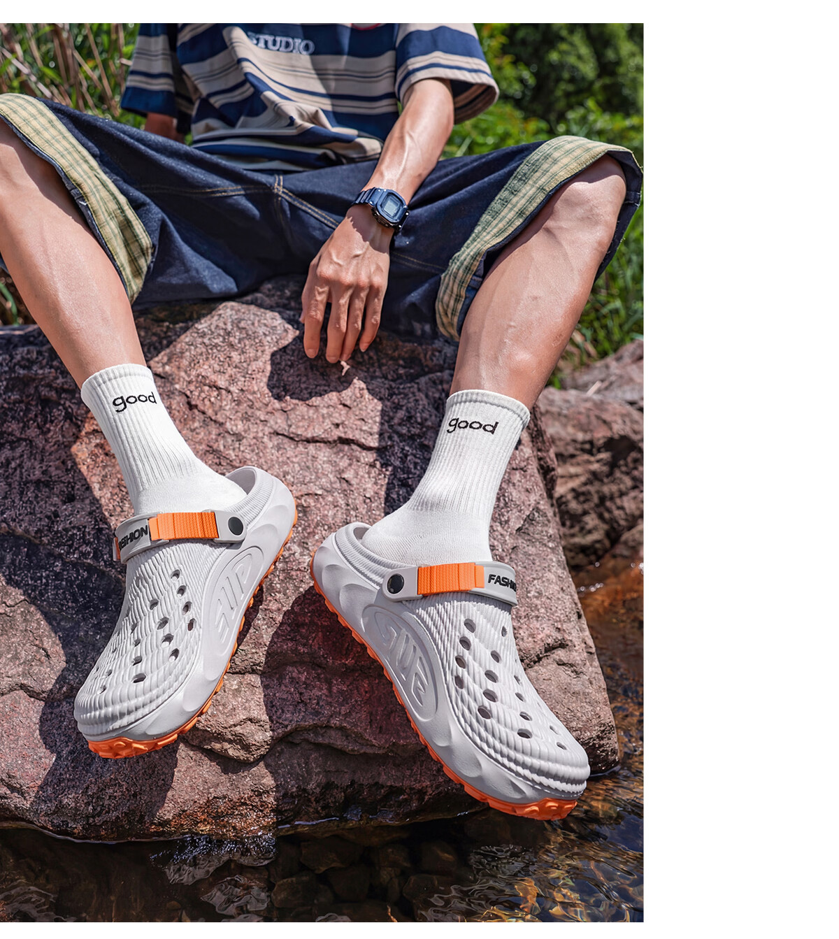 TZLDN Men's Non-Slip Ventilated Summer Outdoor Beach Creek Walking Sandals Dual-Purpose EVA Odor-Resistant Slippers for Driving and Outdoor Wear 9