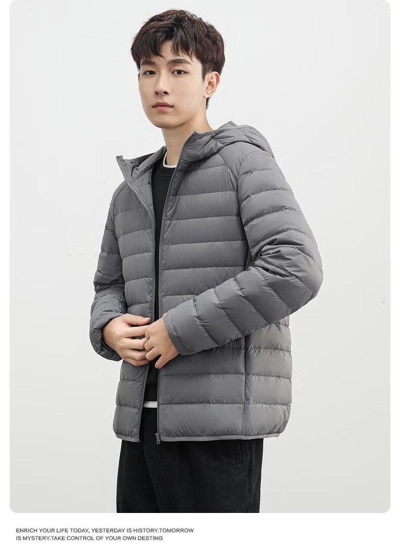 YAYA Men's Women's Unisex Lightweight Short Hooded Solid Color Down Jacket Autumn Winter Warm Outdoor 14