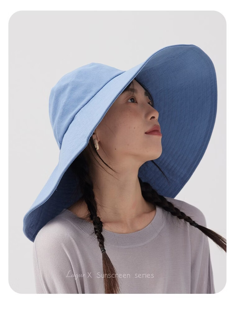 Lagur Black Warrior | 15cm Extra Large Brim Cotton Sun Hat for Women Summer Outdoor Fisherman Hat Men Off-White 18