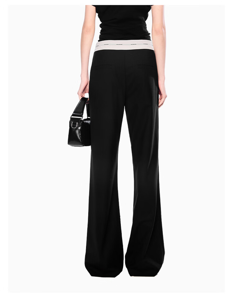 ANN ANDELMAN Official Black Casual Flared Straight-Leg Trousers High-Quality Draped Black XS 8