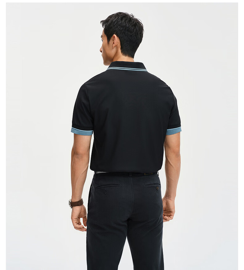 Biyinlefen Father's Day 2026 Summer New Men's Casual Color-Block Cool Stretch Polo Shirt with Contrast Collar Short Sleeve 7