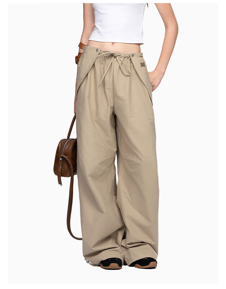 ANN ANDELMAN Celebrity Style Solid Color Loose Curved Hem Balloon Pants Navy Blue XS 8