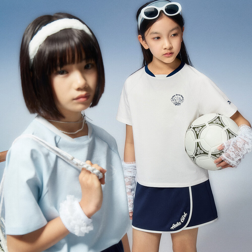 Anta Kids Sports Set Girls 2026 Summer Running Training Short Sleeve Shorts Baby Knitted Set A62628704 21