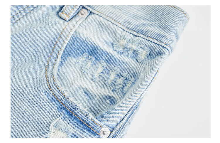 ANN ANDELMAN Relaxed Fit Distressed Wide Leg Curved Hem Jeans Blue 28 - Hu Xianxu Style 4