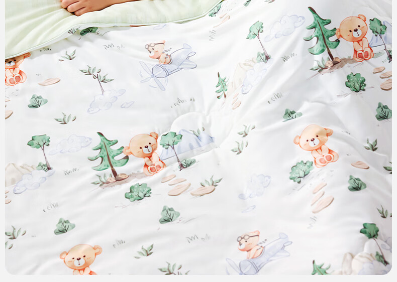 OUYUN Silk Children's Summer Cool Quilt, Baby Air Conditioning Quilt, Breathable Sweat-Wicking Cooling Quilt, Green Shadow 13
