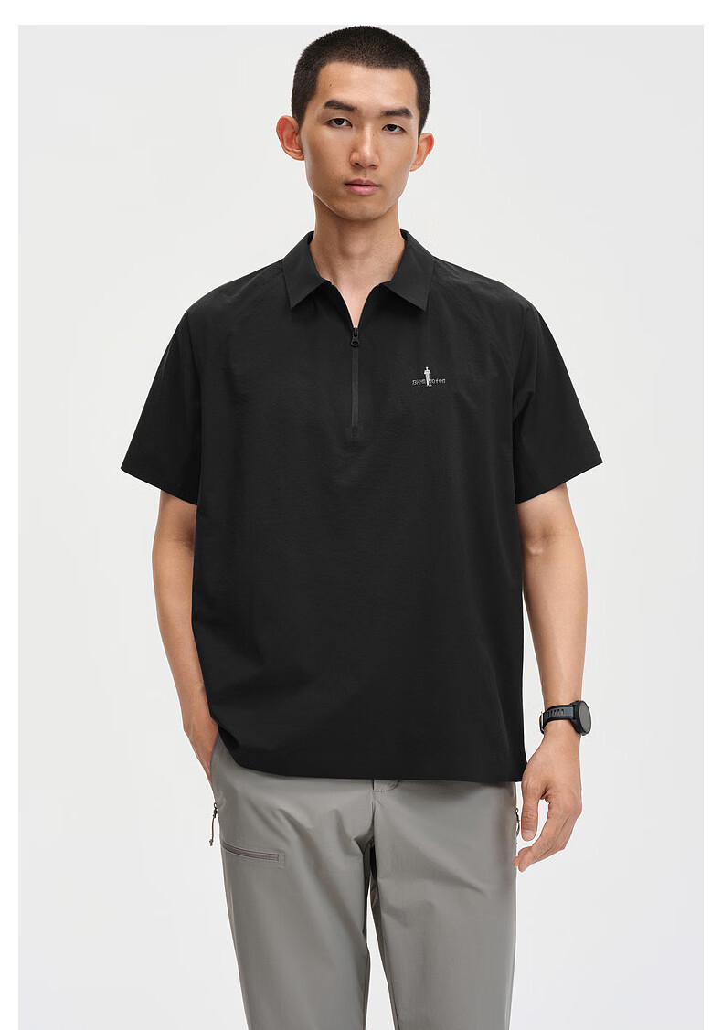 Biyinlefen Outdoor Functional Fabric 2026 Summer New Men's Casual Commuter Water-Repellent Short Sleeve Polo Shirt 1