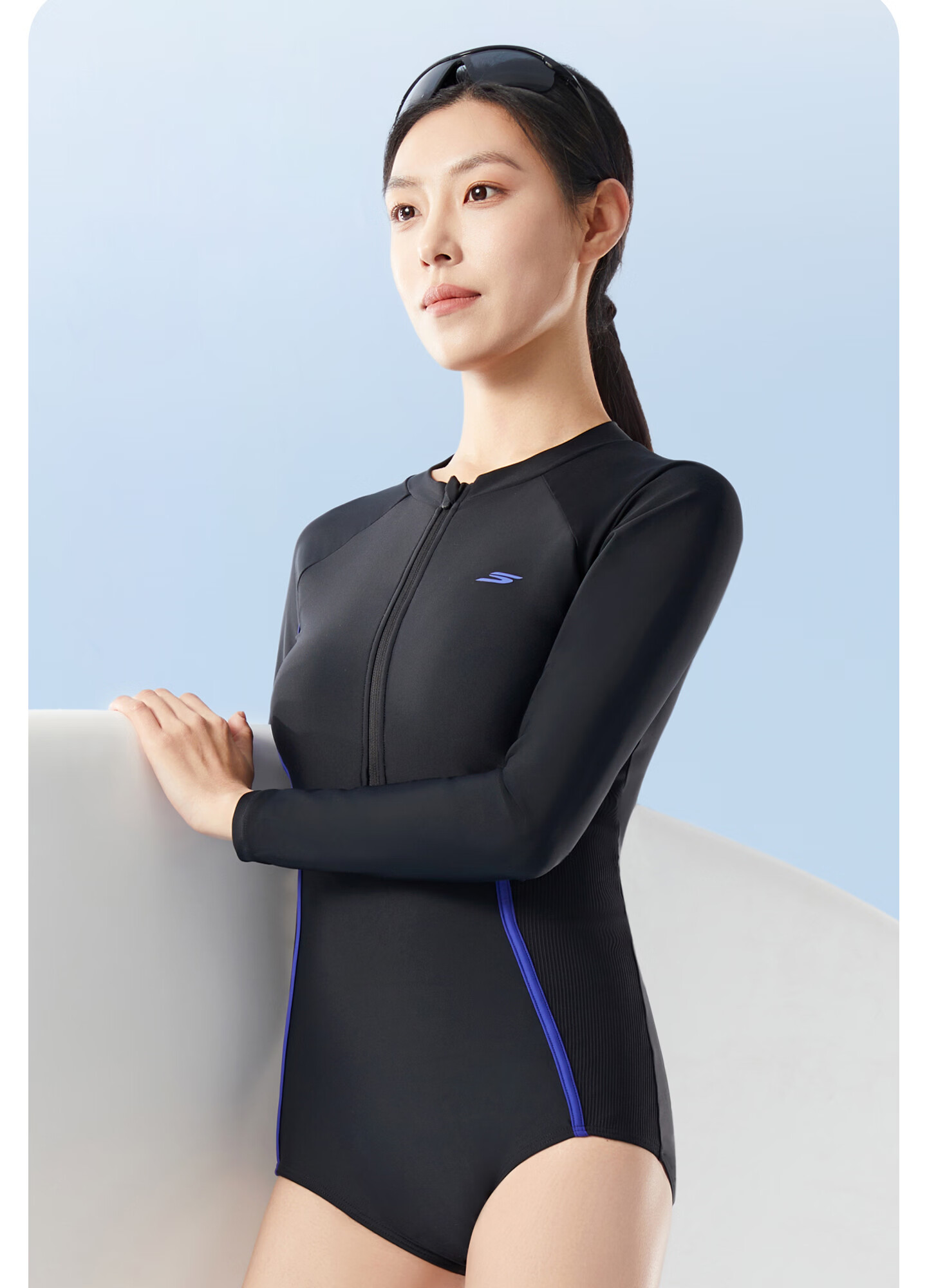 Skechers Women's One-Piece Long Sleeve Swimsuit, Modest, Slimming, Sun Protection, Hot Spring Beach Sports Vacation Swimwear, 2XL 9