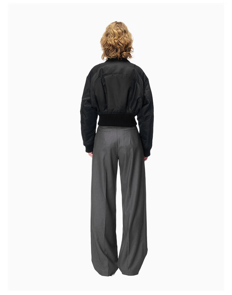 ANN ANDELMAN Official Direct Wide-Leg Casual Draped Straight High-Waist Trousers Gray M 6